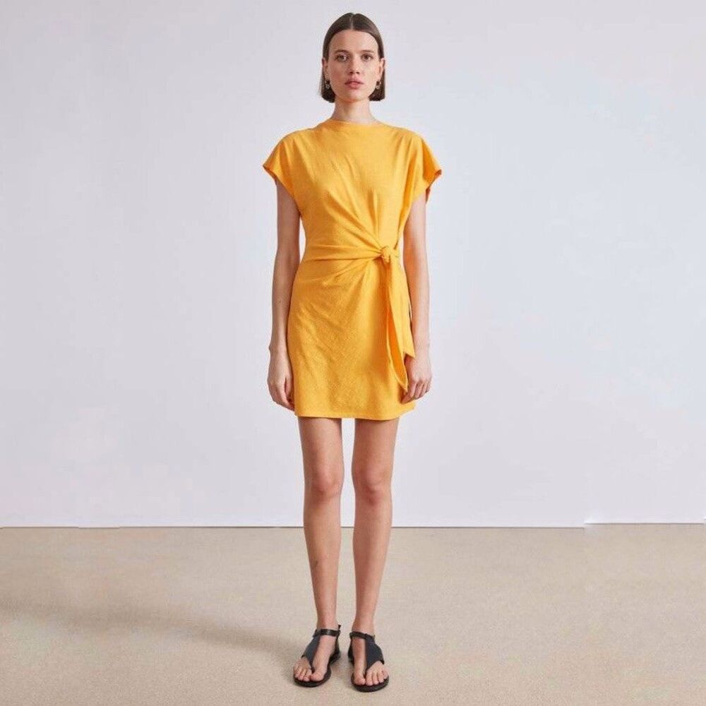 NWT Apiece Apart Nina Cinched Waist Mini Dress Creamsicle Wrap Cotton Sz Small
